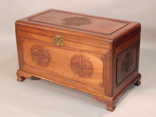 An early 20thC Chinese rosewood blanket chest