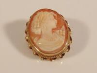 A 9ct gold shell cameo brooch