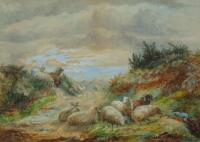 Ellen Vernon (19thC). Sheep on a moorland path