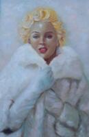 20thC. Portrait of a blonde lady wearing a fur coat