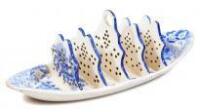A 19thC Spode pottery blue and white toast rack