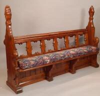 A Victorian pitch pine church pew