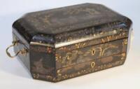 A 19thC Chinese export lacquered sewing box