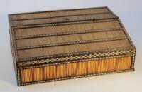 A 19thC porcupine quill ivory and ebonised writing slope