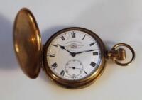 A gold plated hunter pocket watch