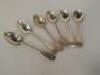 A set of six early Victorian silver Fiddle pattern teaspoons