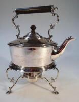 An early 20thC silver plated spirit kettle on stand