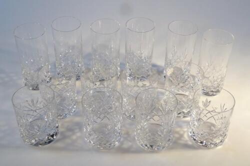 A quantity of crystal glass whisky tumblers