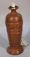 An early 20thC brown stoneware urn vase