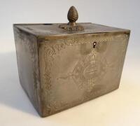 A 19thC pewter tea caddy