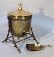 An Edwardian brass coal bucket