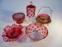 Various ruby and flash glass