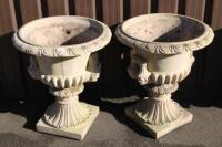 A pair of Victorian style campana garden urns