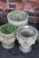 Various stone garden planters