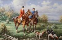 *Robert Fox (20thC). Huntsman and hounds before trees with clouds gathering