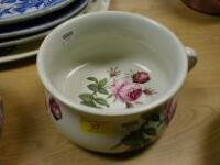 A pair of Portmerion pottery chamber pots printed with pink rose sprays