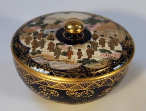 A Japanese satsuma earthenware jar and cover