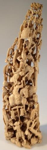 An exceptional and finely carved Chinese ivory tusk