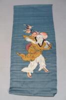 A Japanese silk and embroidered wall hanging