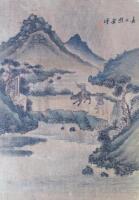 19thC Chinese School. Figure riding buffalo aside fisherman with mountains in the distance