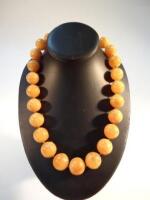 An amber bead necklace