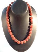 An amber bead necklace