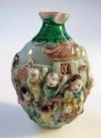 A Chinese Cantonese earthenware snuff bottle