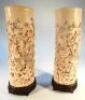 A pair of Chinese ivory tusk vases - 2