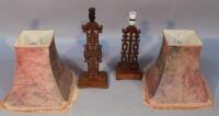 Two Chinese rosewood table lamps