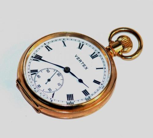 A mid 20thC 9ct gold Vertex pocket watch