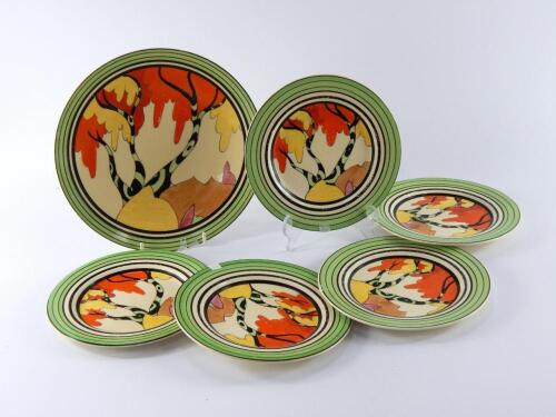 Clarice Cliff Bizarre Series Newport Pottery plates