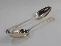 Two matched George III silver tablespoons