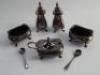 A George V silver five piece cruet set