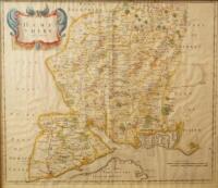 An Antiquarian map of Hampshire by Robert Morden