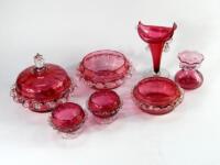 Victorian cranberry glass dishes