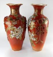 A pair of early 20thC Chinese style ovoid vases