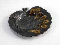 An Art Deco style pewter and yellow metal pin dish