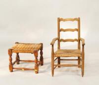 A childs rattan seated ladderback chair