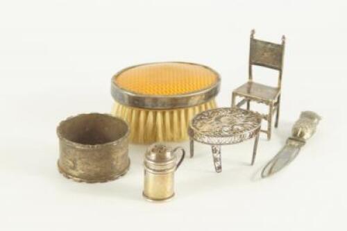 A selection of small silver and white metal items