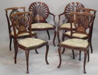 An Edwardian mahogany and marquetry part salon suite