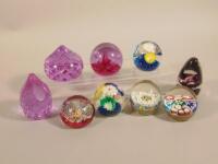 A collection of millefiori and other paperweights