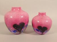 Two Caithness pink tinted vases