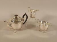 A silver plated three piece tea set