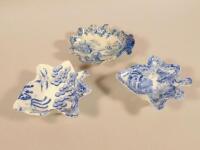 Three 19thC leaf shaped pickle dishes