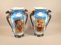 A pair of late 19thC Paris porcelain vases