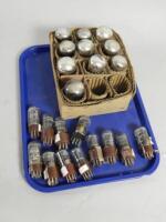 A collection of Mullard ECC 83 and 85 vacuum tube valves