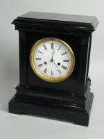 A 19thC French Belgian slate and malachite mantel clock