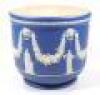 A late 19thC Wedgwood dark blue Jasperware jardiniere - 2