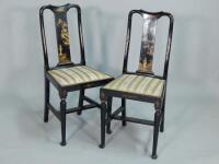 A pair of 20thC black Japanned side chairs