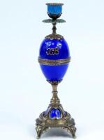 A Russian silver-gilt and guilloche enamel taper or candlestick